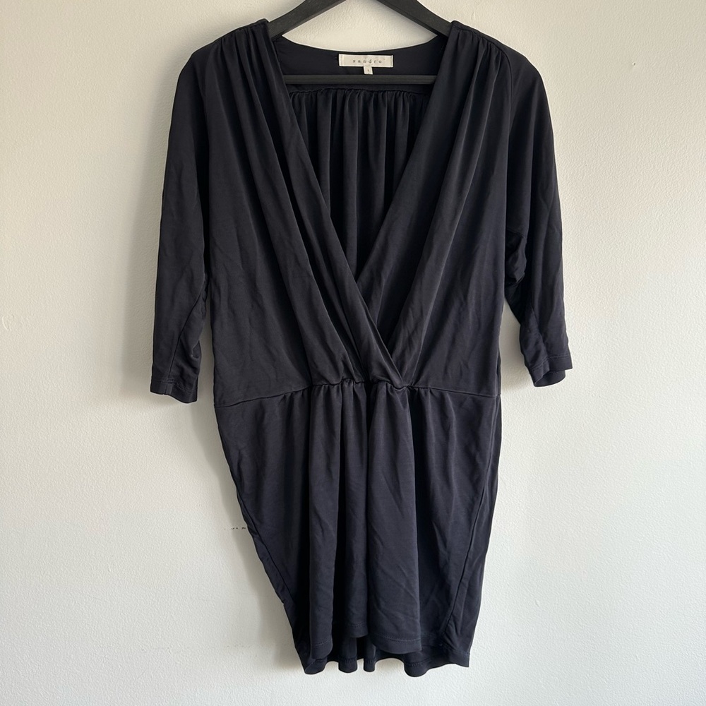 Sandro V neck Blue Mini Dress Size 1‎